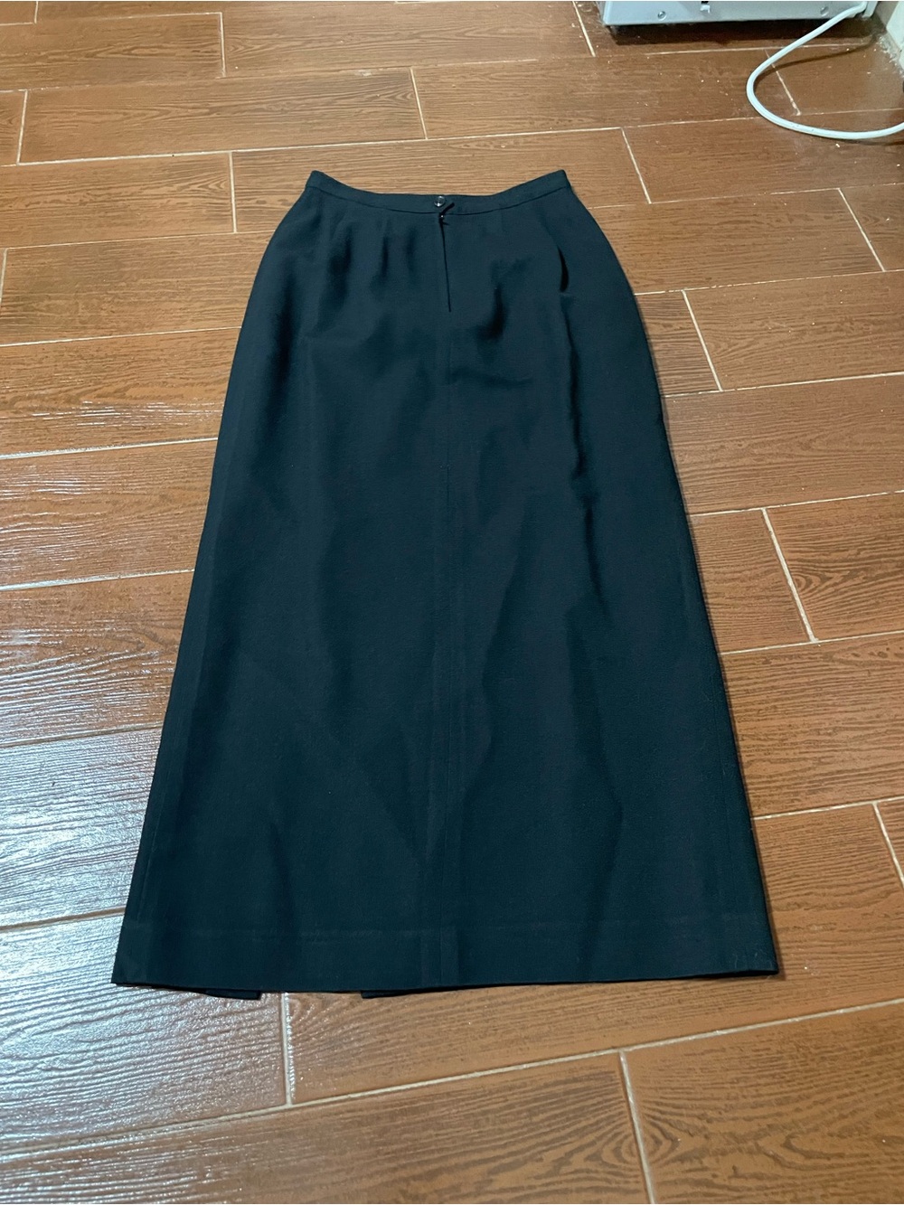 Kasper & Company ASL Vintage Wool Maxi skirt black High Waisted lined front slit - Picture 4 of 7
